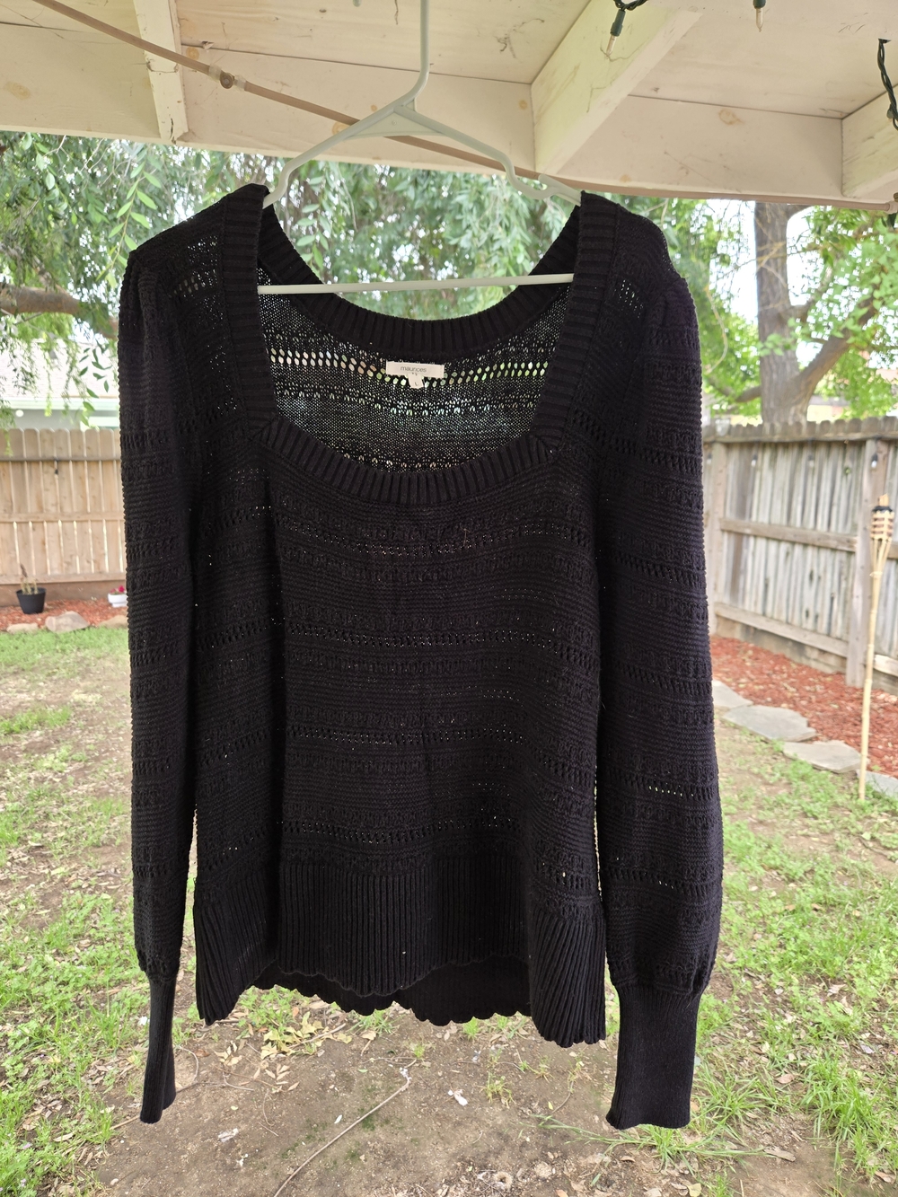 Black Lightweight Open-Knit Sweater - Maurices